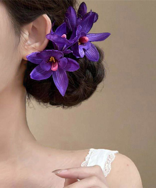 Beach Purple Alloy Floral Holiday Hairpin