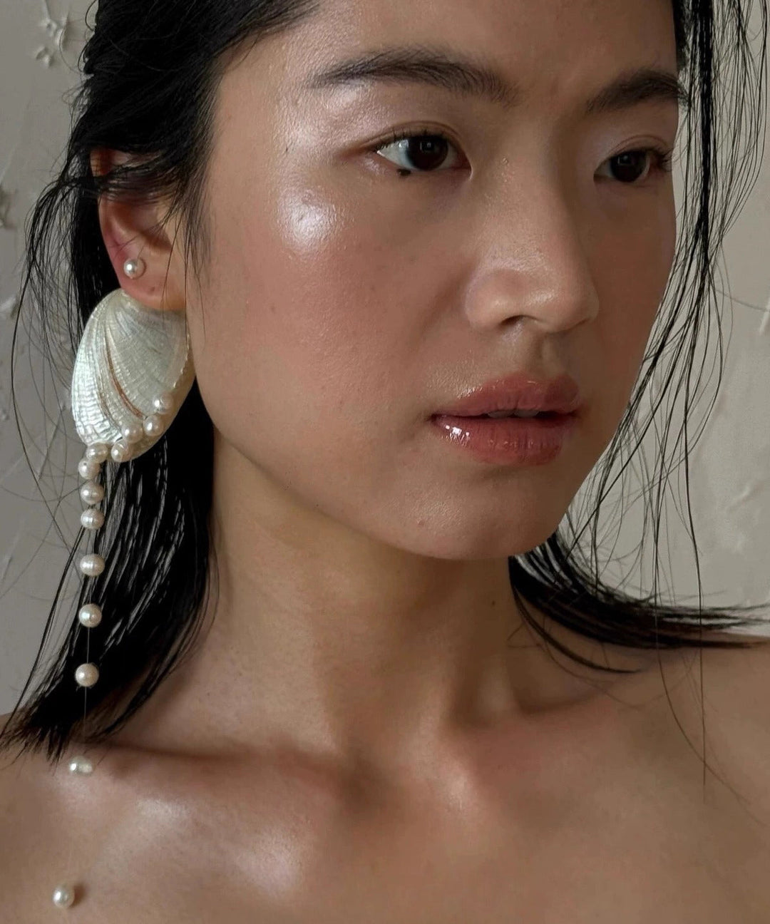 Beach White Copper Shell Pearl Tassel Drop Earring