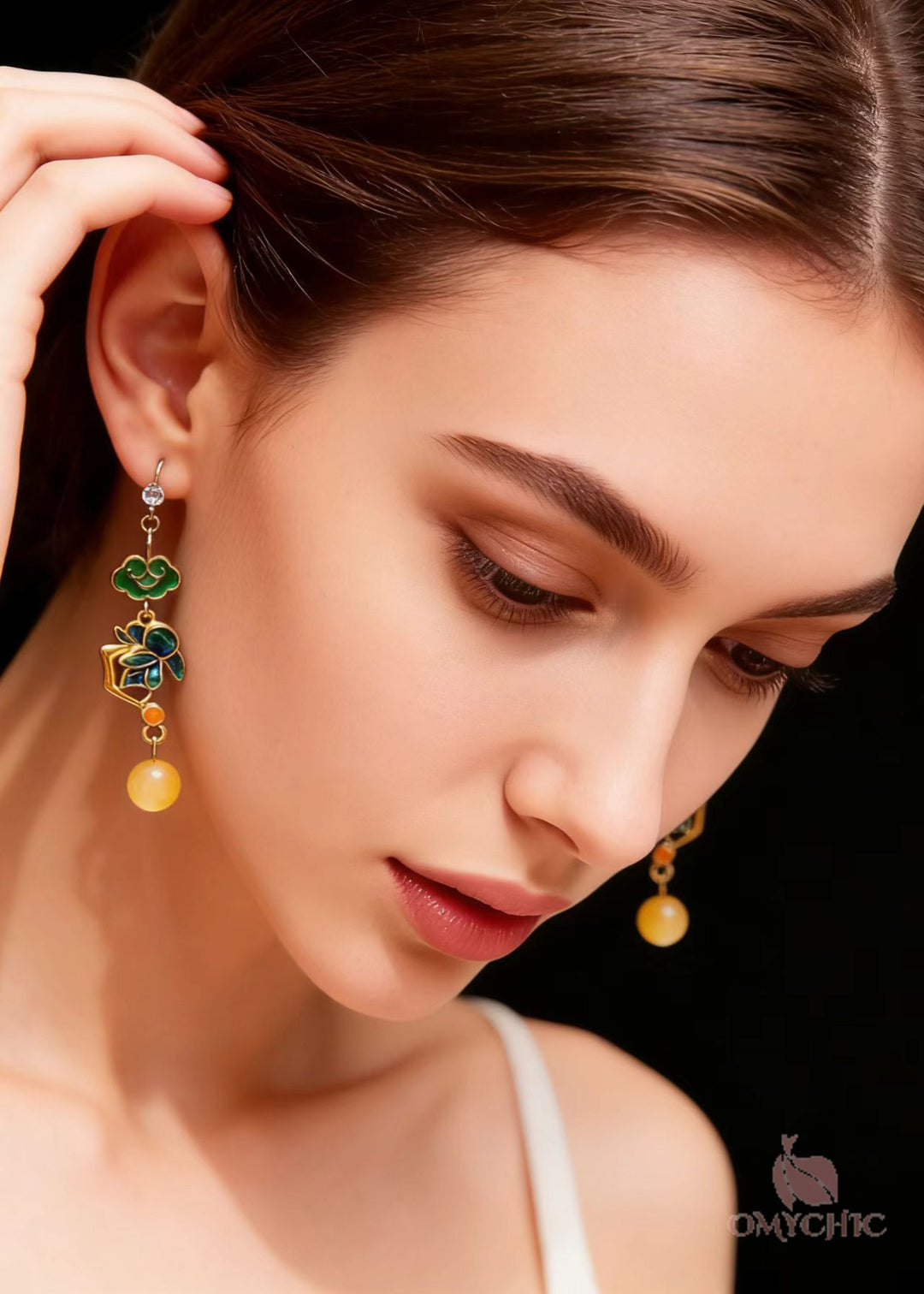 Beautiful Asymmetric Design Gilding Beeswax Drop Earrings