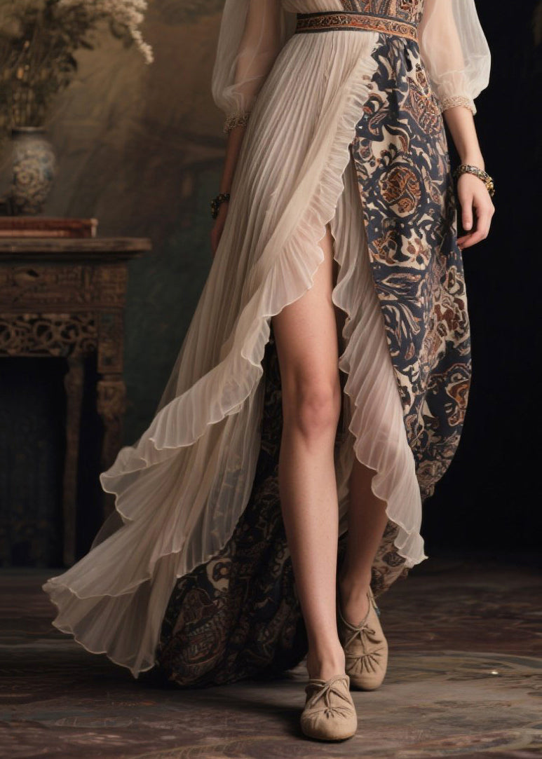 Beautiful Asymmetrical Side Open Chiffon Dinner Dresses Summer