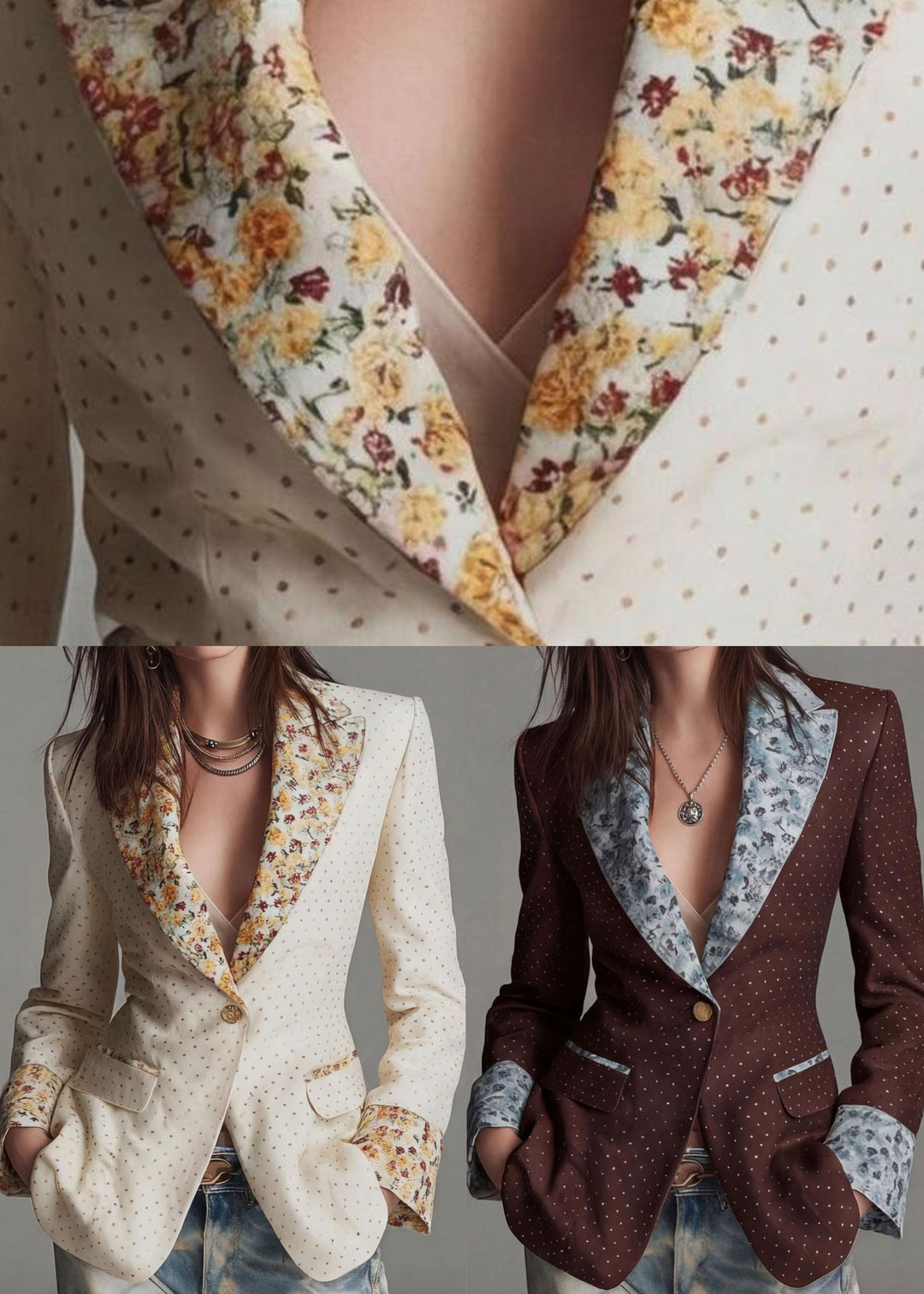 Beautiful Beige Peter Pan Collar Print Cotton Suit Coat Fall