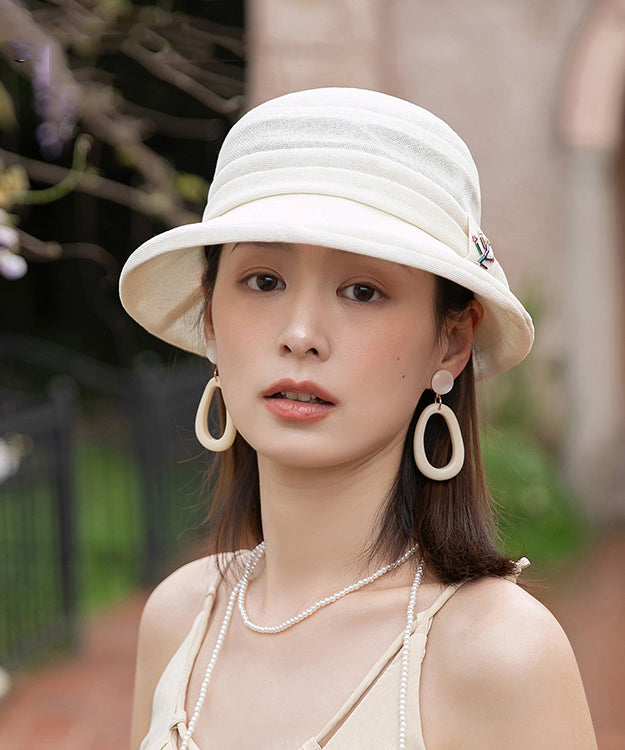 Beautiful Beige Wrinkled Bow Classy Cloche Hat