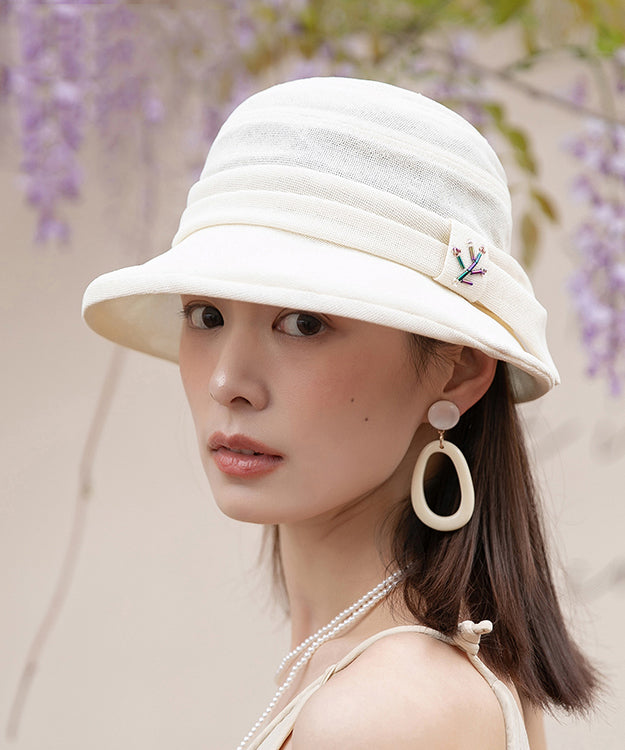 Beautiful Beige Wrinkled Bow Classy Cloche Hat