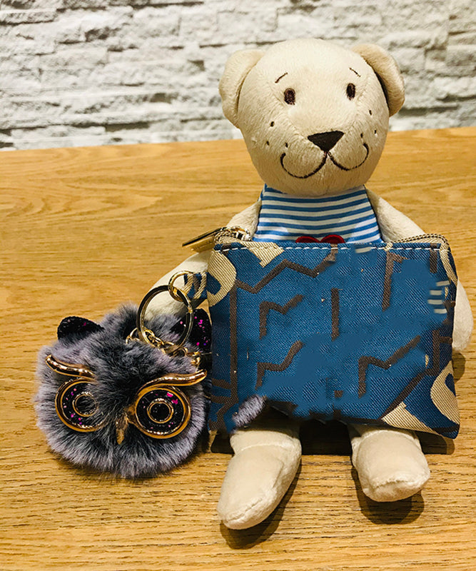 Beautiful Black Alloy Sequins Owl Fuffy Keychains