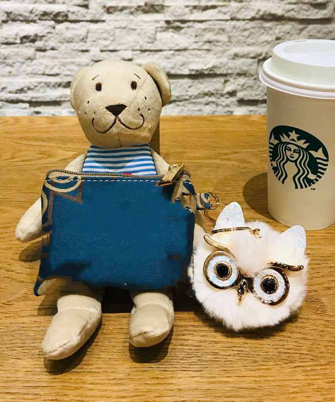 Beautiful Black Alloy Sequins Owl Fuffy Keychains