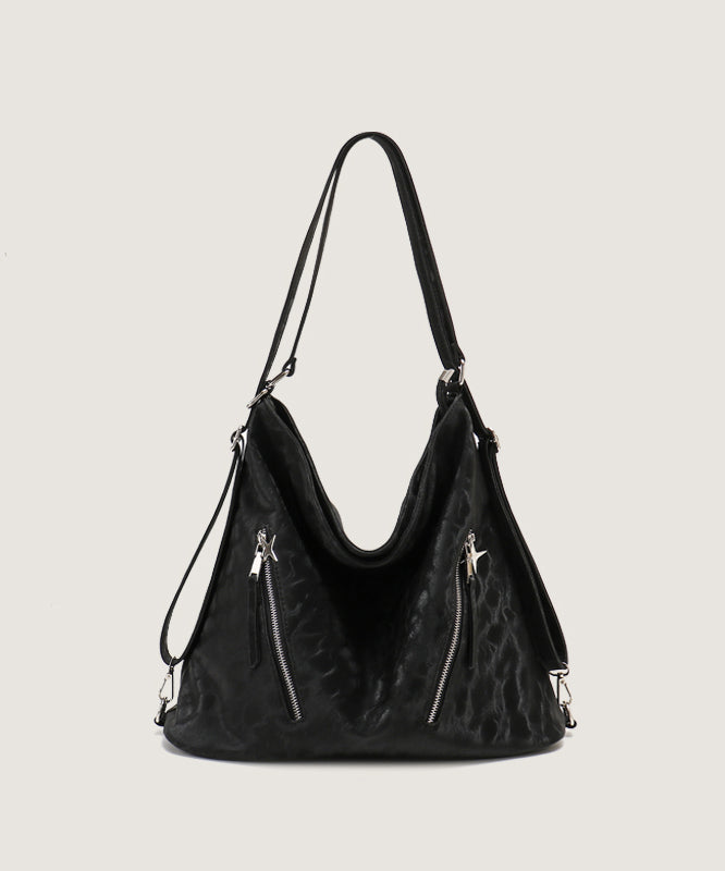 Beautiful Black Faux Leather Versatile Shoulder Bag