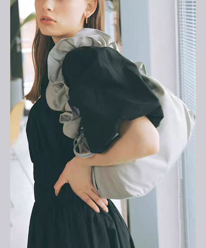 Beautiful Black Wrinkled Nylon Shoulder Bag