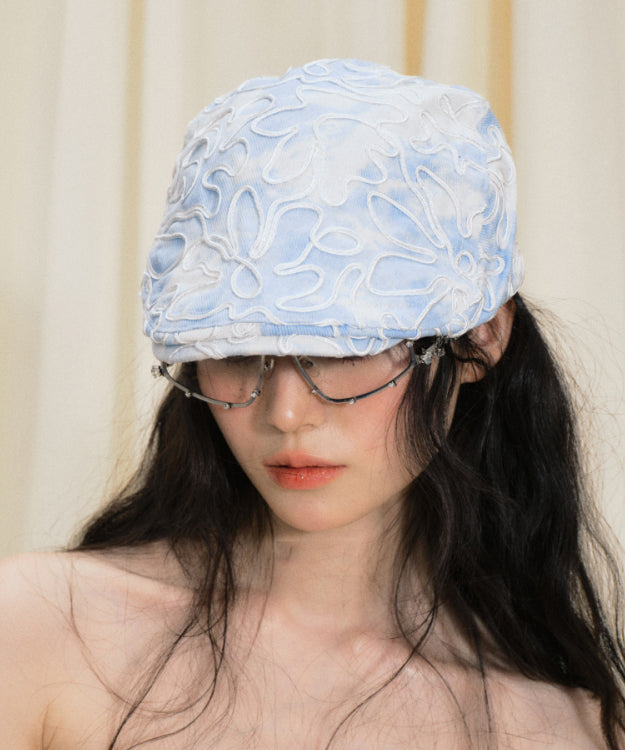 Beautiful Blue Floral Embroidered Breton Hat