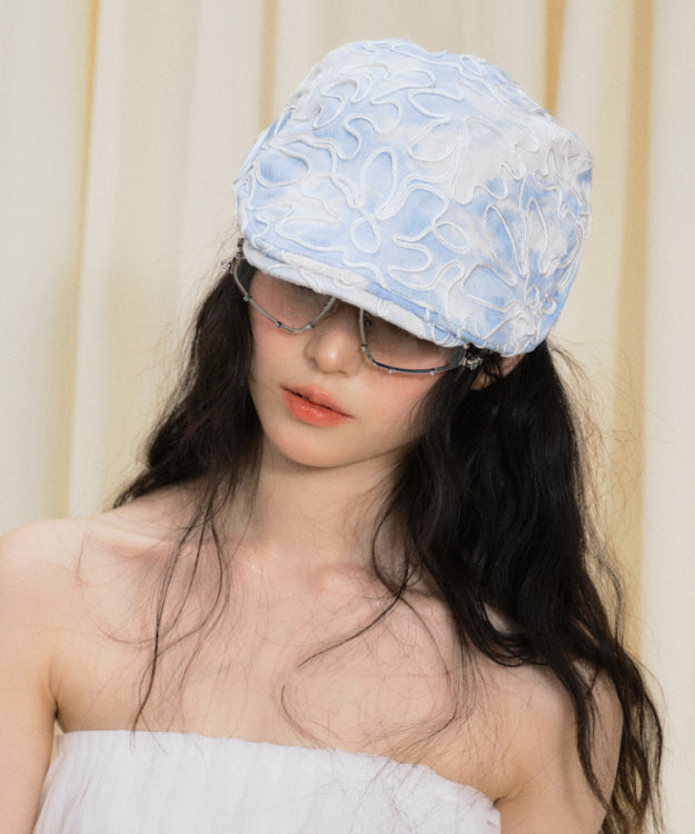 Beautiful Blue Floral Embroidered Breton Hat