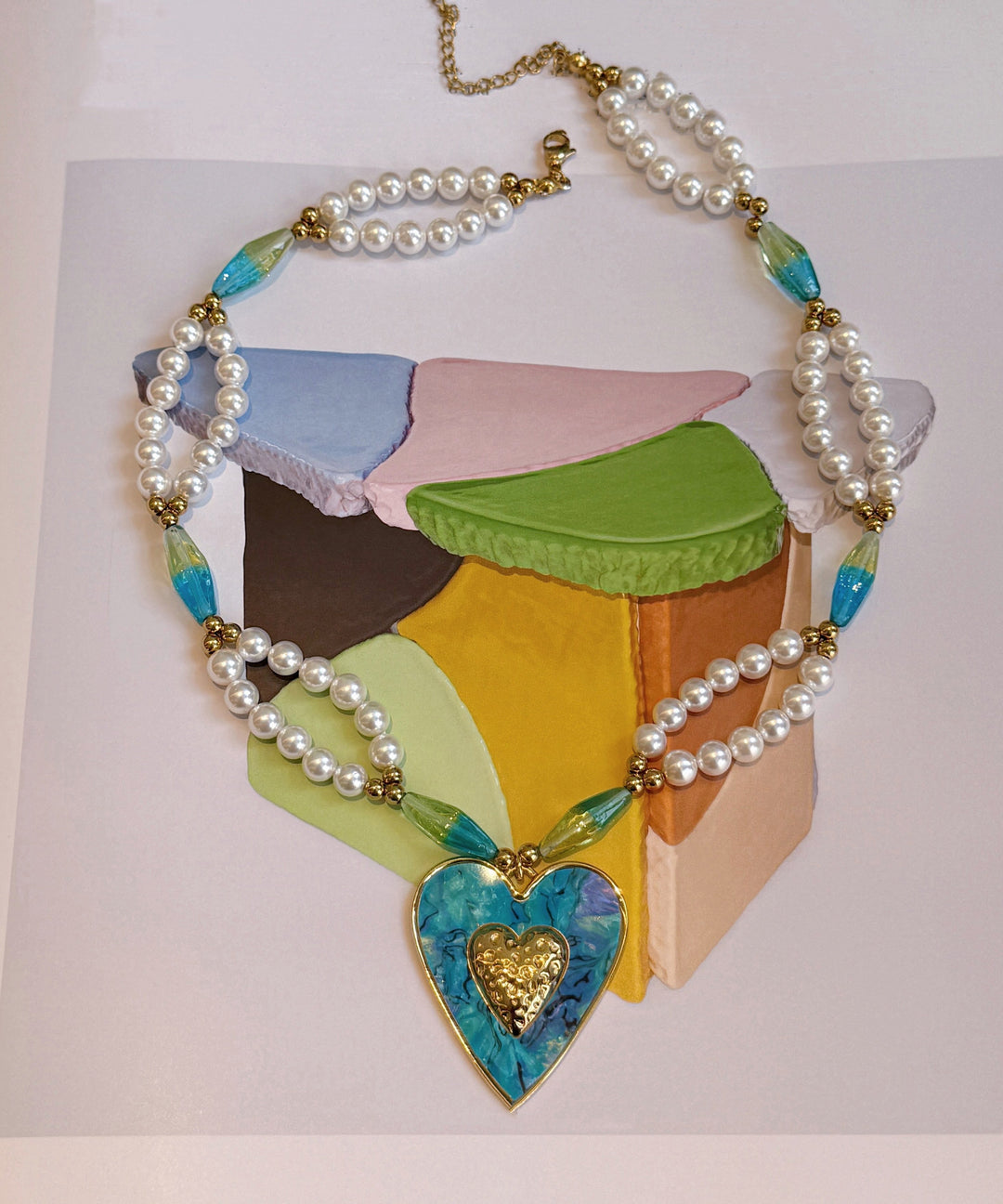 Beautiful Blue Love Pearl Adjustable Alloy Pendant Necklace