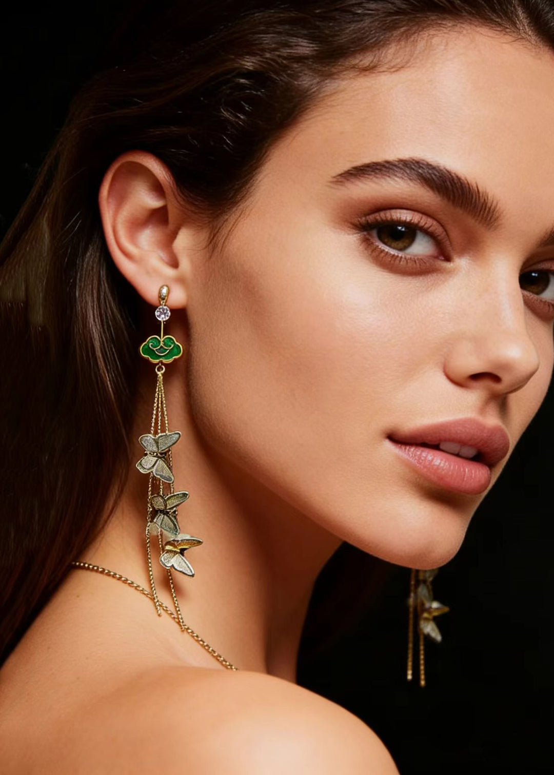 Beautiful Butterfly Design Tassels Long Drop Earrings