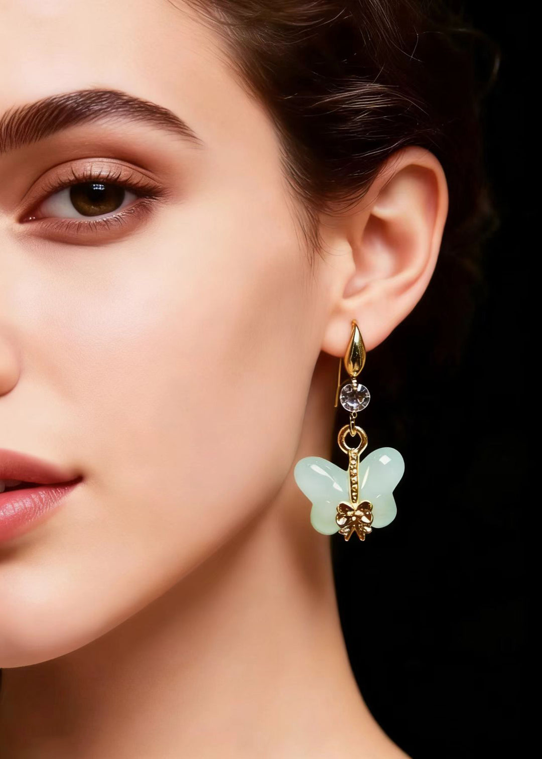Beautiful Butterfly Jade Zircon Drop Earrings