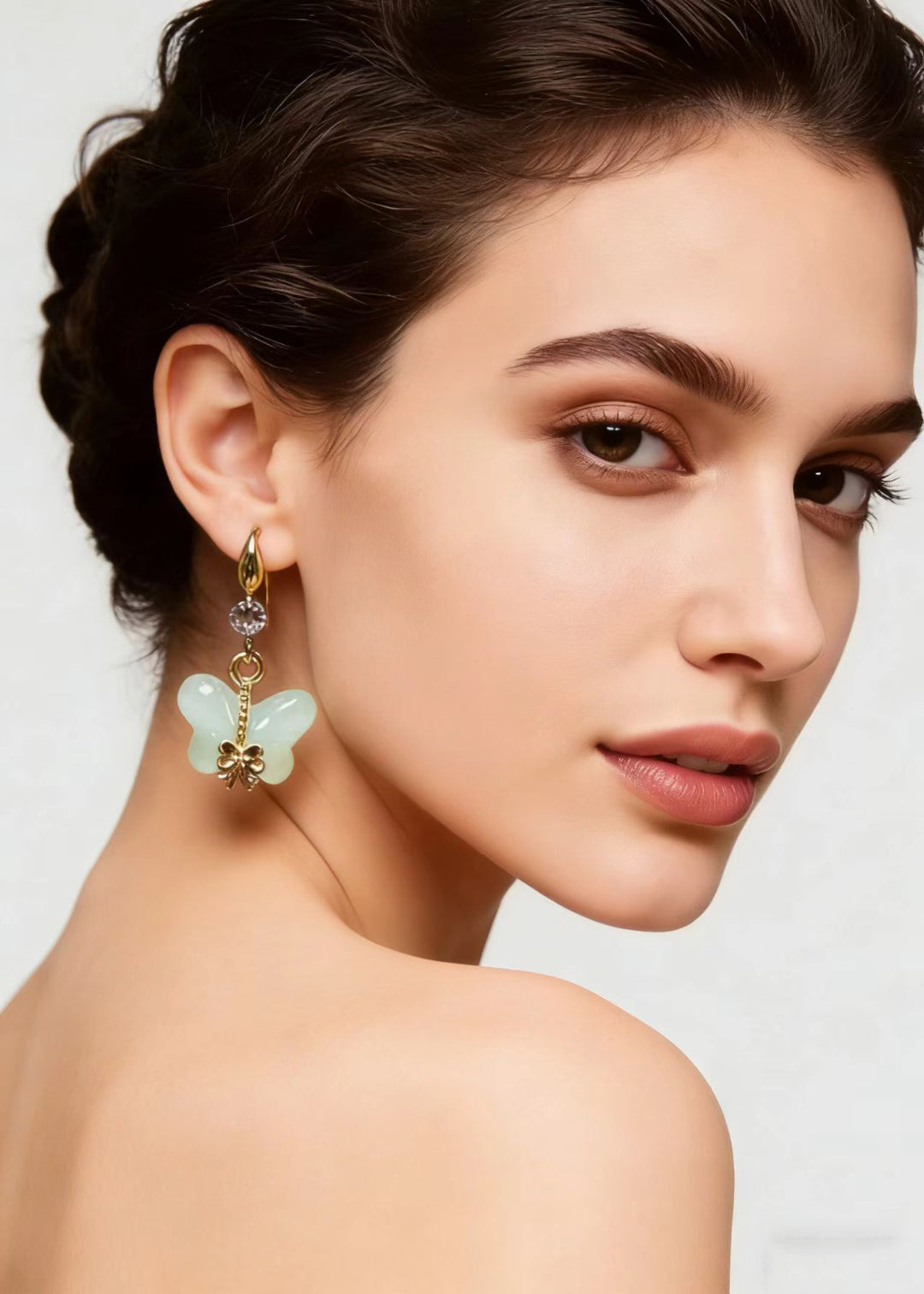 Beautiful Butterfly Jade Zircon Drop Earrings
