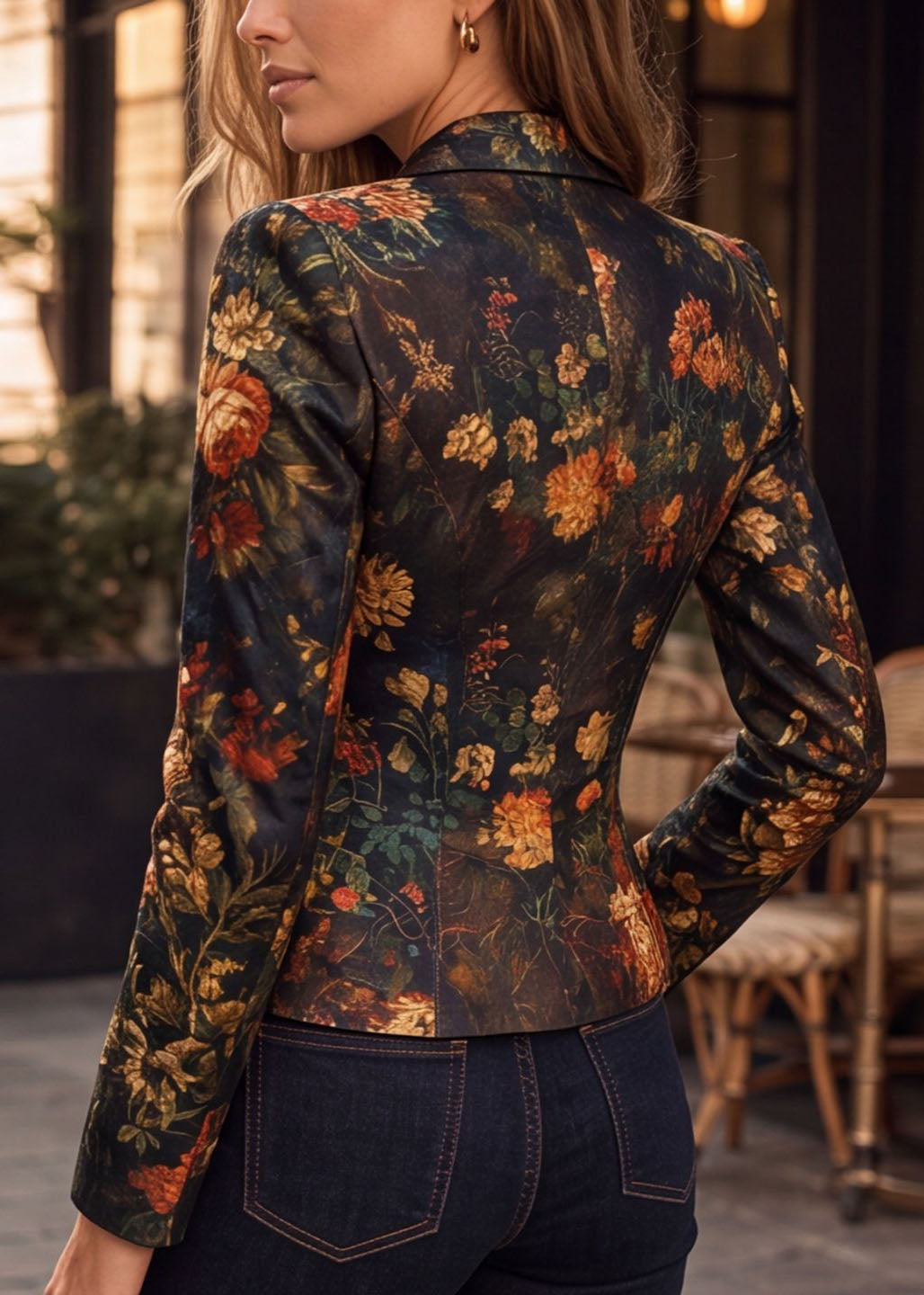 Beautiful Button Print Cotton Suit Coats Fall
