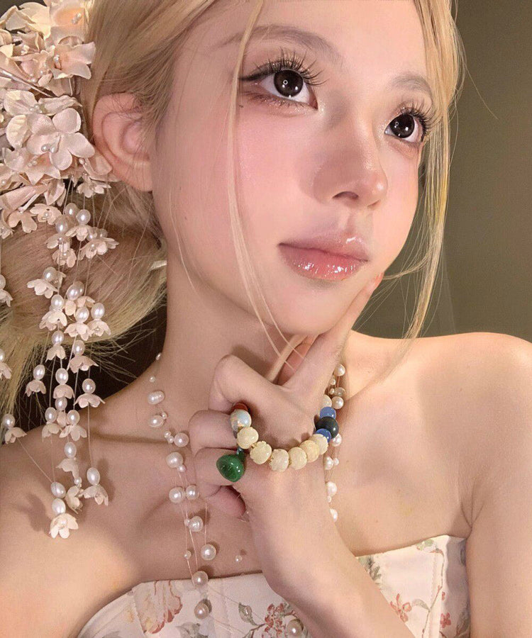 Beautiful Champagne Alloy Pearl Lily Of The Valley Tassel Hairpin - Omychic