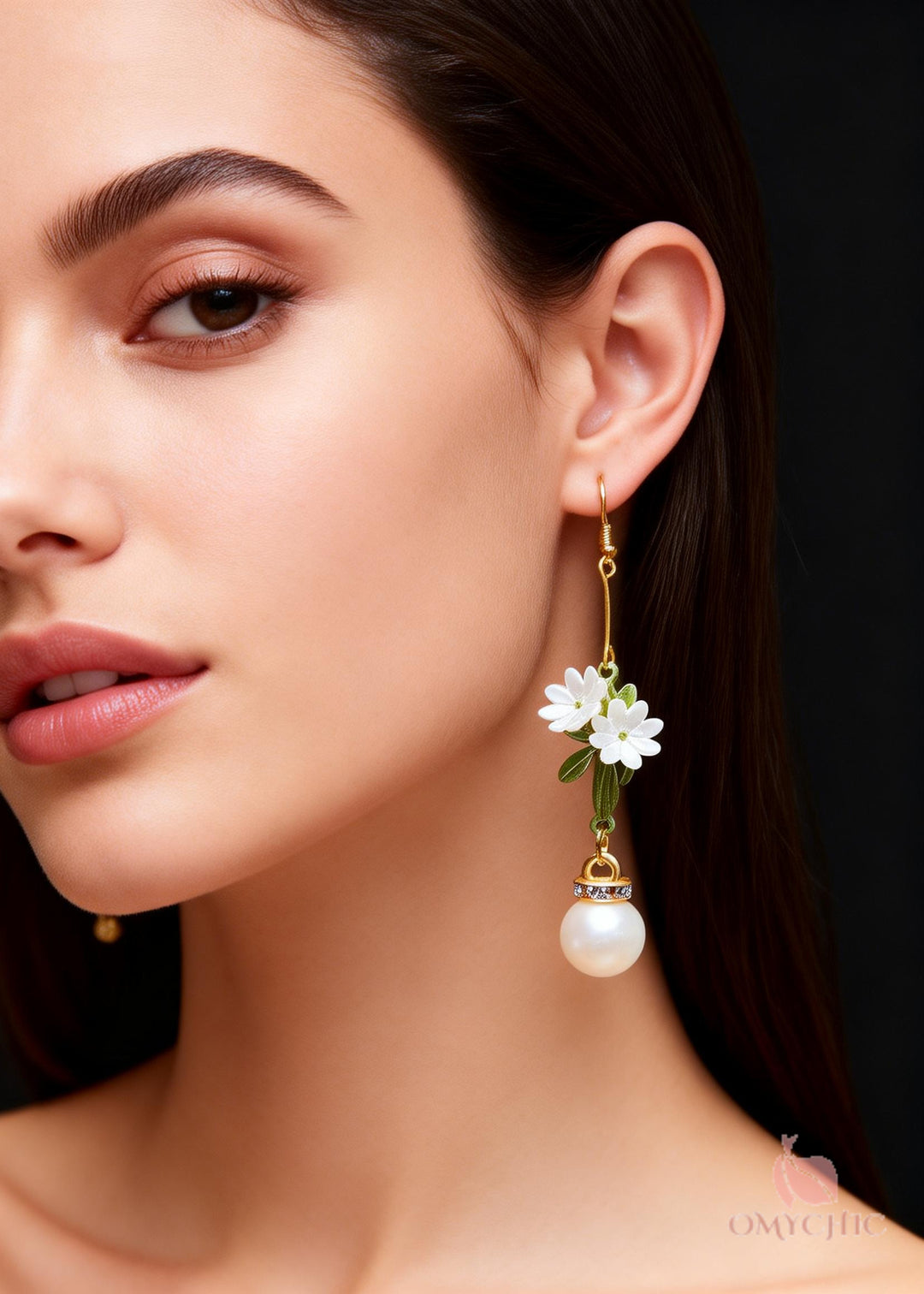 Beautiful Chrysanthemum Fine Pearl Drop Earrings