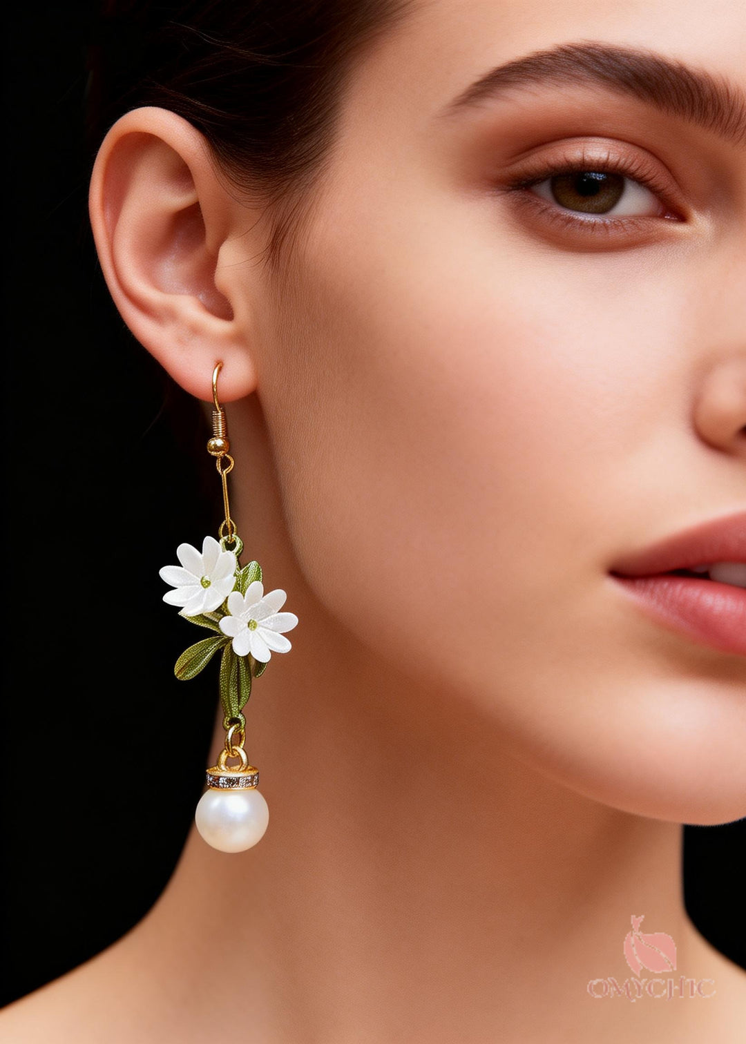 Beautiful Chrysanthemum Fine Pearl Drop Earrings