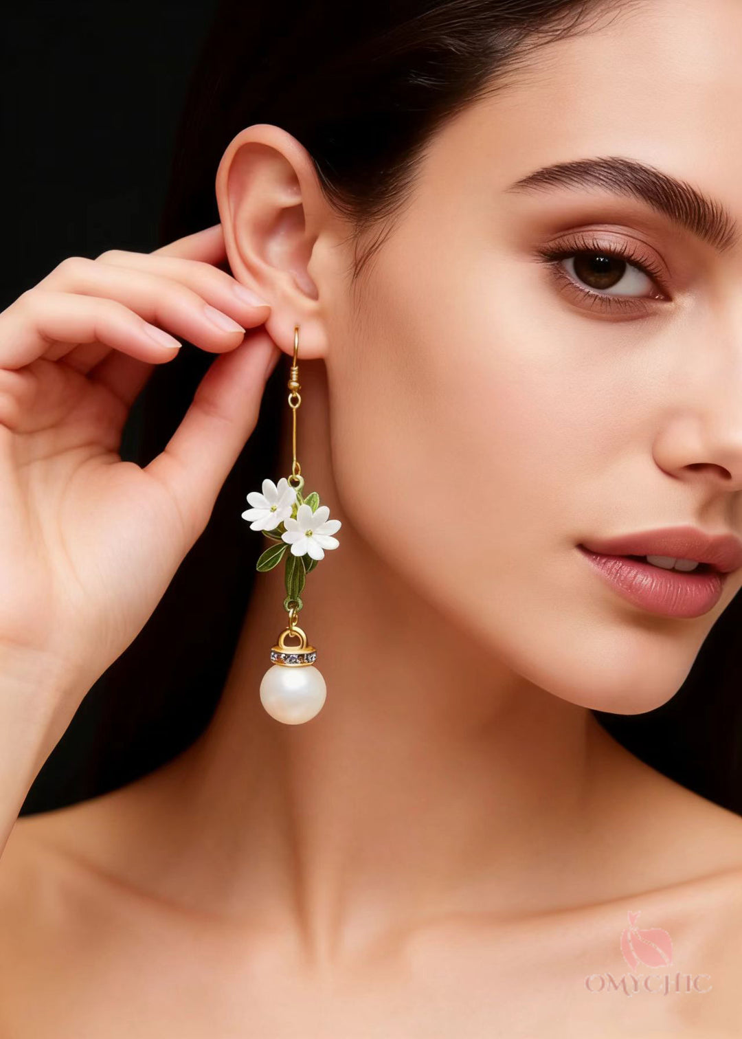 Beautiful Chrysanthemum Fine Pearl Drop Earrings
