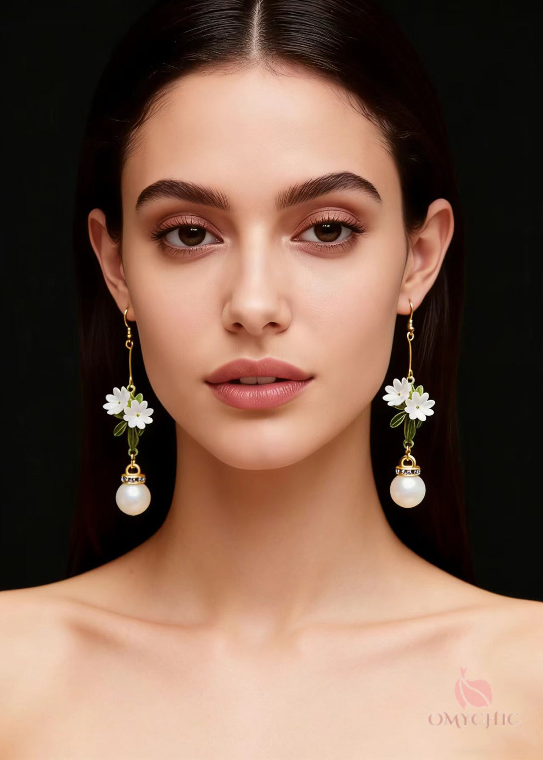 Beautiful Chrysanthemum Fine Pearl Drop Earrings