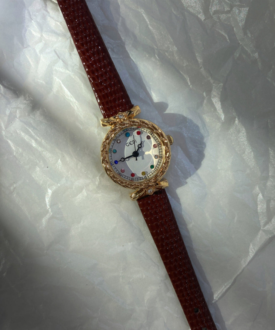 Beautiful Coffee Leather Alloy Quartz Movement Watches
