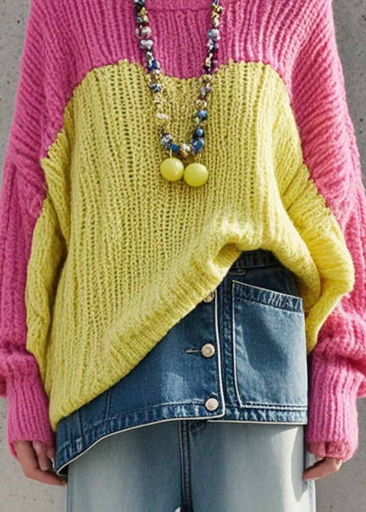 Beautiful Colorblock Oversized Patchwork Knit Sweater Fall - Omychic