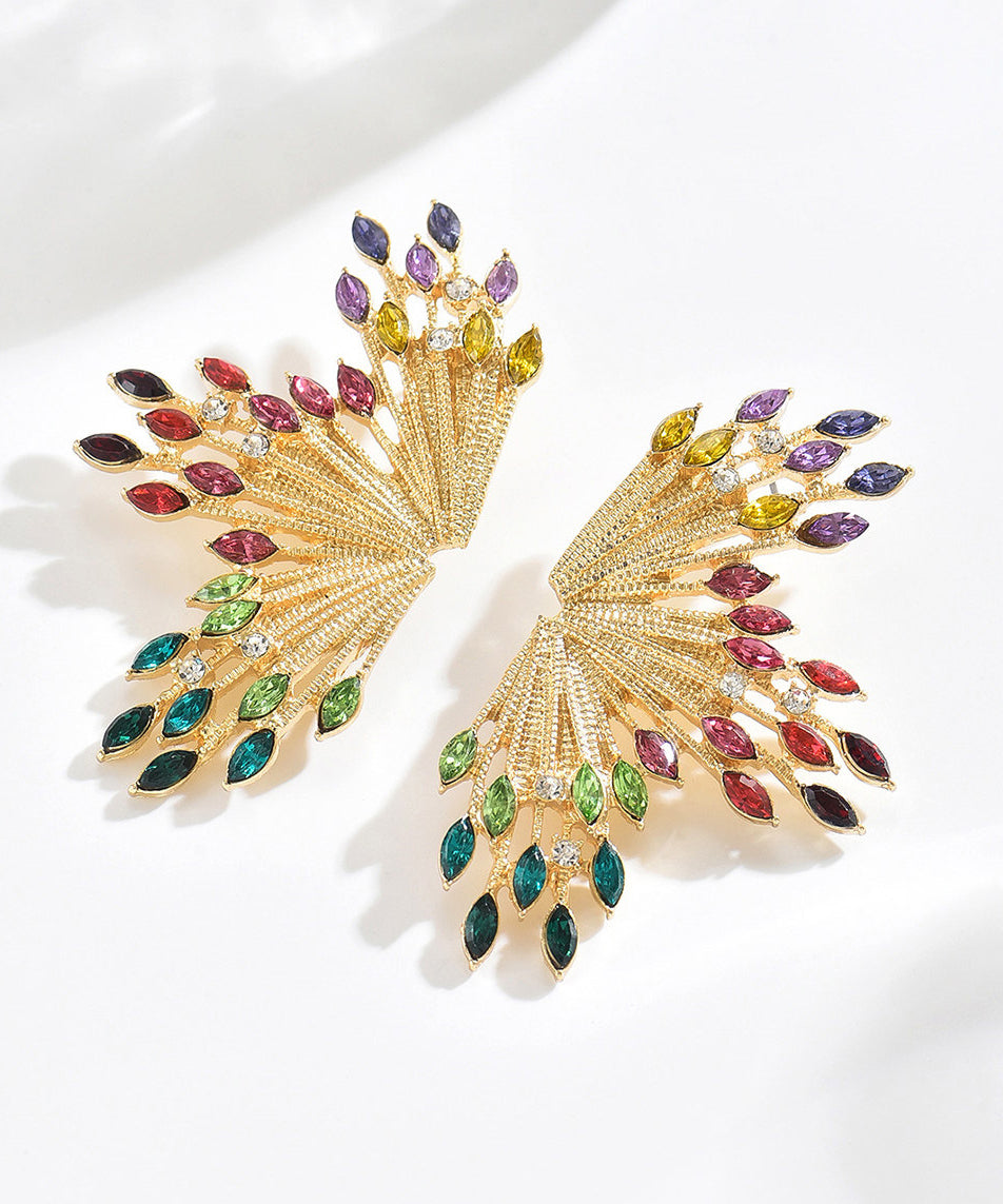 Beautiful Colorful Zircon Fan-shaped Fireworks Stud Earrings - Omychic