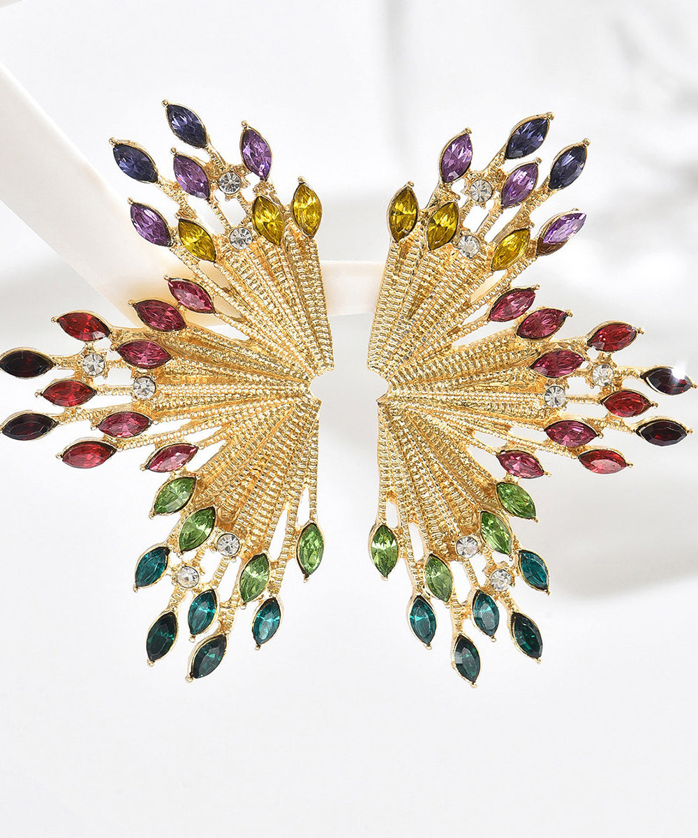Beautiful Colorful Zircon Fan-shaped Fireworks Stud Earrings - Omychic