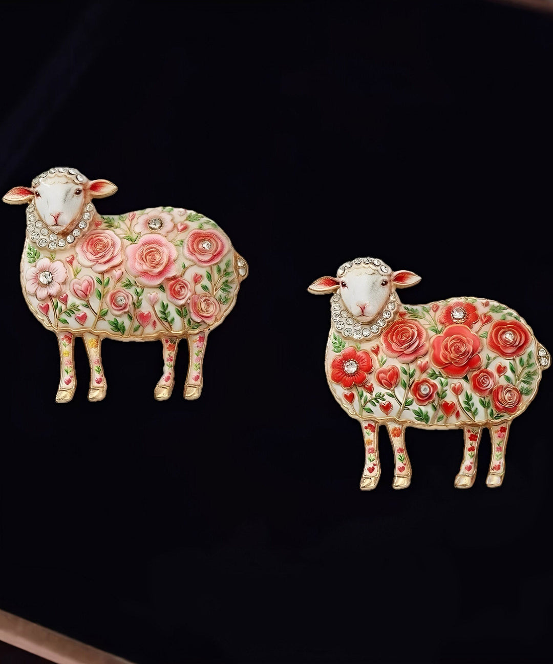 Beautiful Cyan Alloy Zircon Enamel Little Sheep Brooches