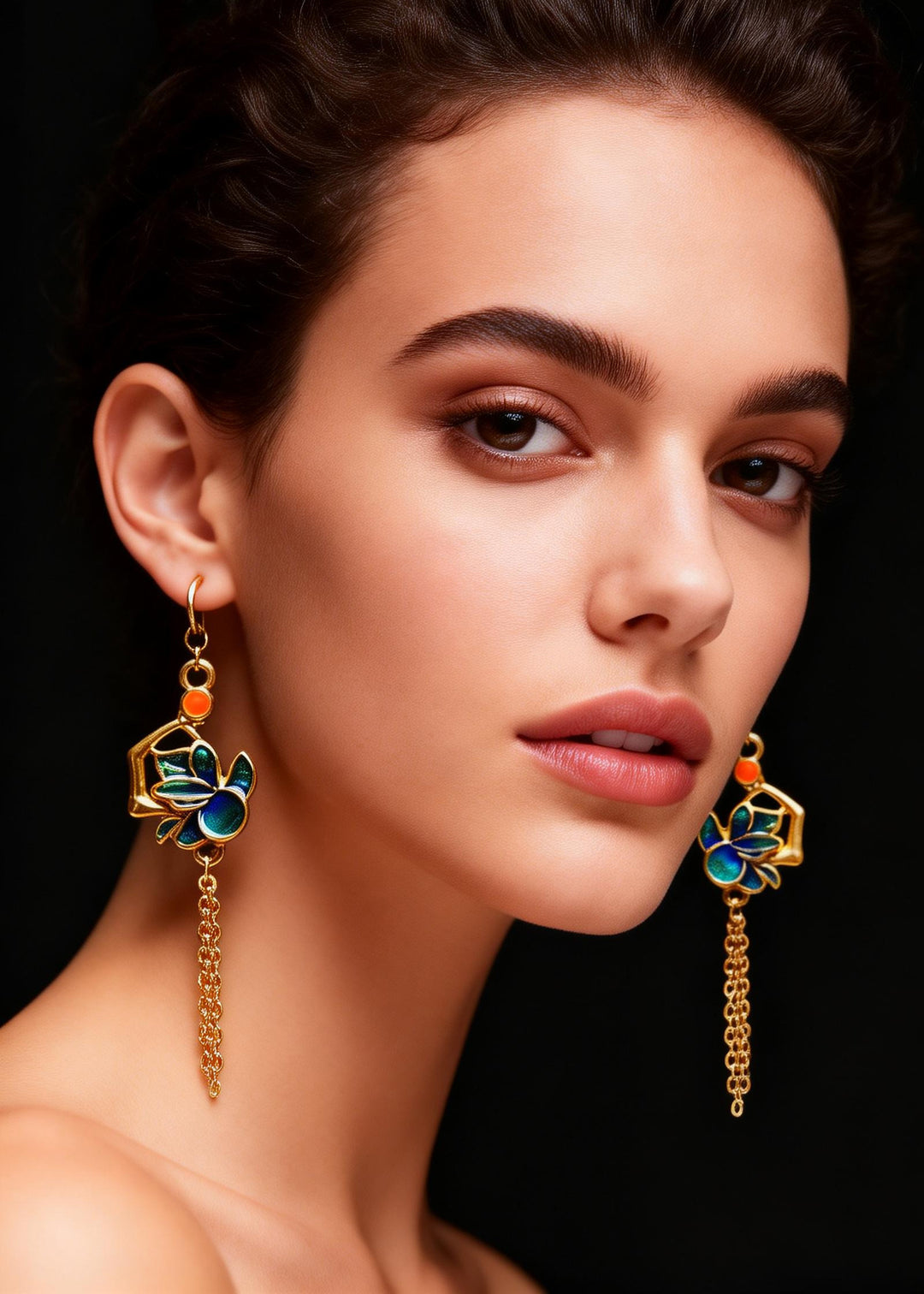 Beautiful Enamel Gilding Tassels Long Drop Earrings