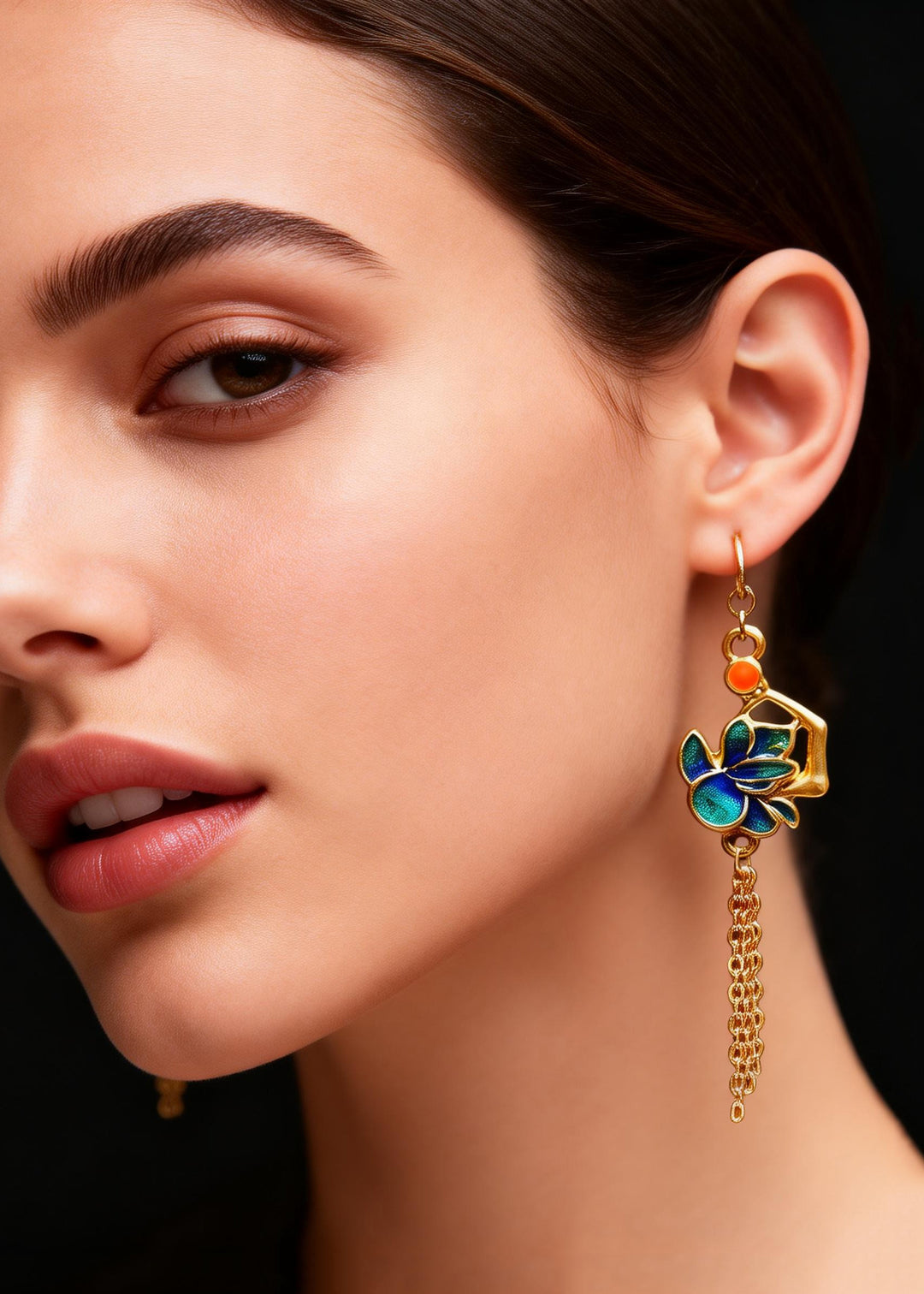 Beautiful Enamel Gilding Tassels Long Drop Earrings