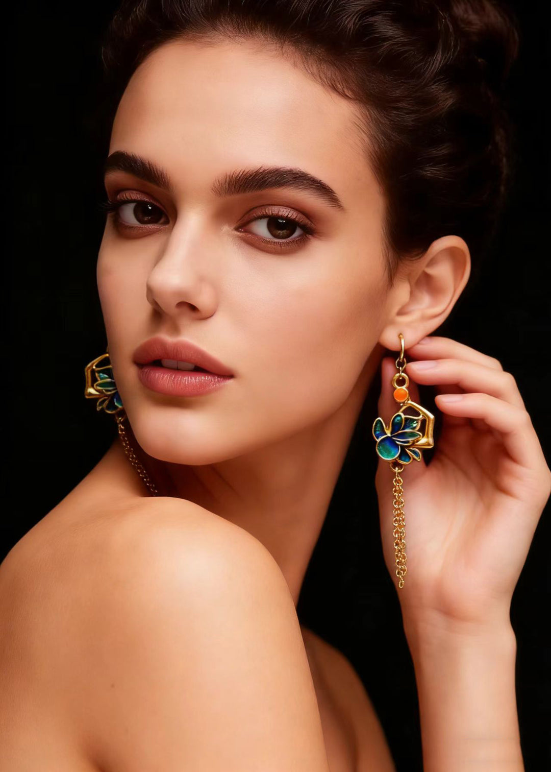 Beautiful Enamel Gilding Tassels Long Drop Earrings