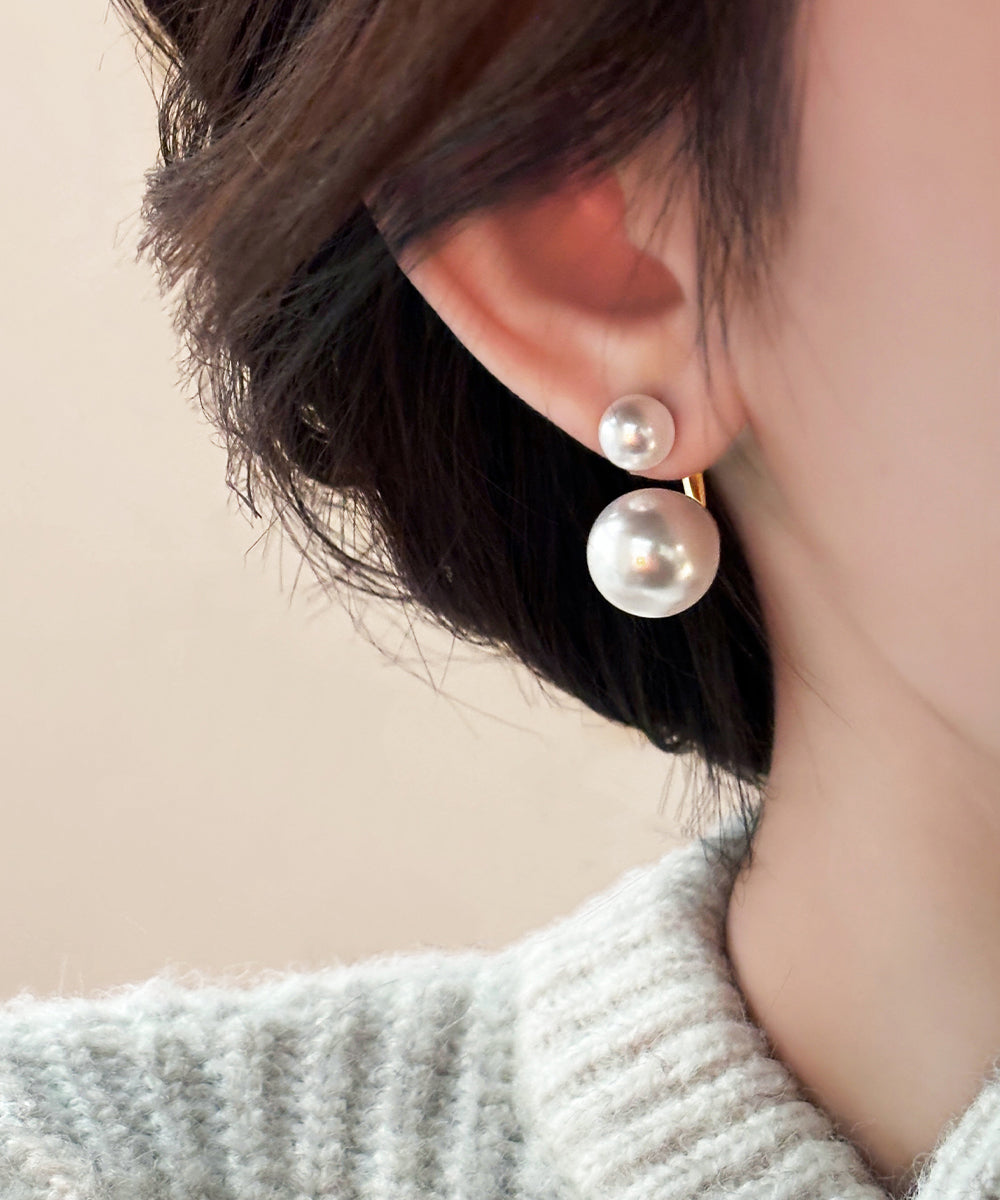 Beautiful Gold Copper Alloy Pearl Hoop Earrings