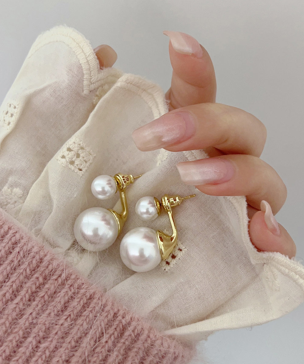 Beautiful Gold Copper Alloy Pearl Hoop Earrings