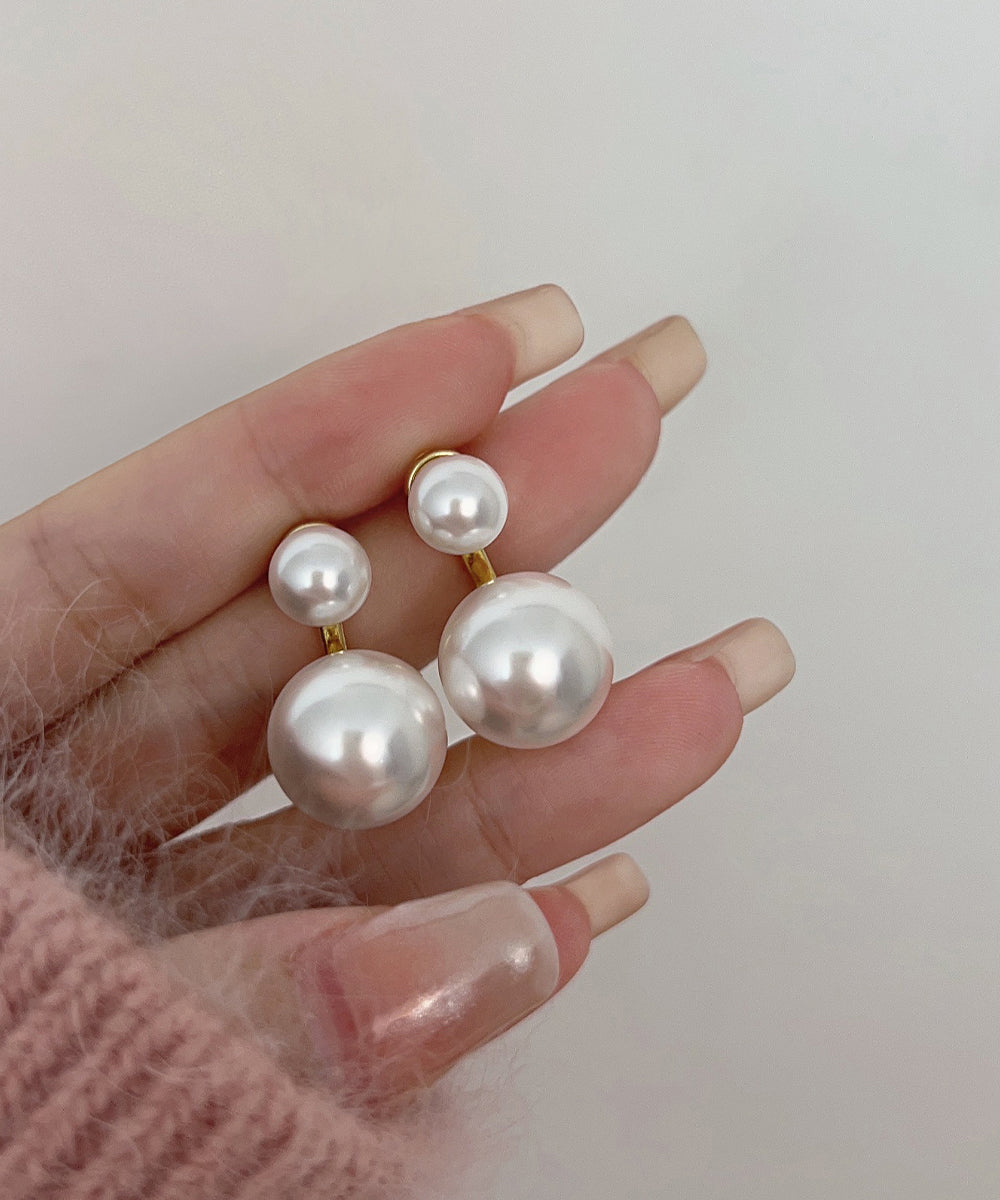 Beautiful Gold Copper Alloy Pearl Hoop Earrings