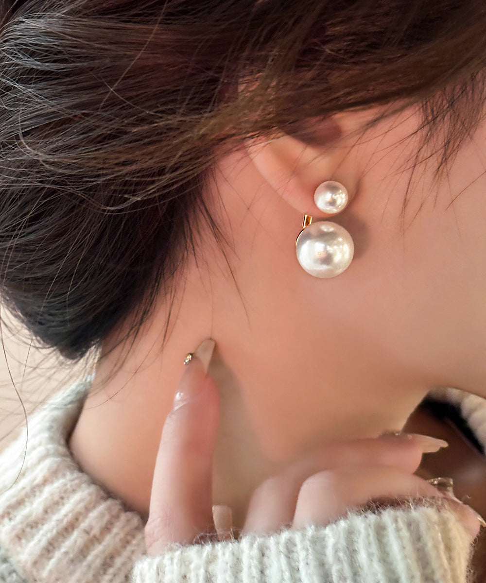 Beautiful Gold Copper Alloy Pearl Hoop Earrings