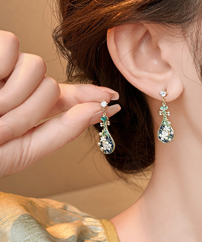 Beautiful Gold Copper Alloy Pipa Drop Earrings