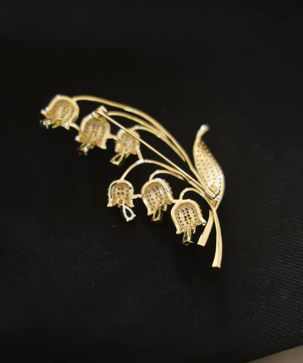 Beautiful Gold Copper Alloy Zircon Lily Of The Valley Brooches