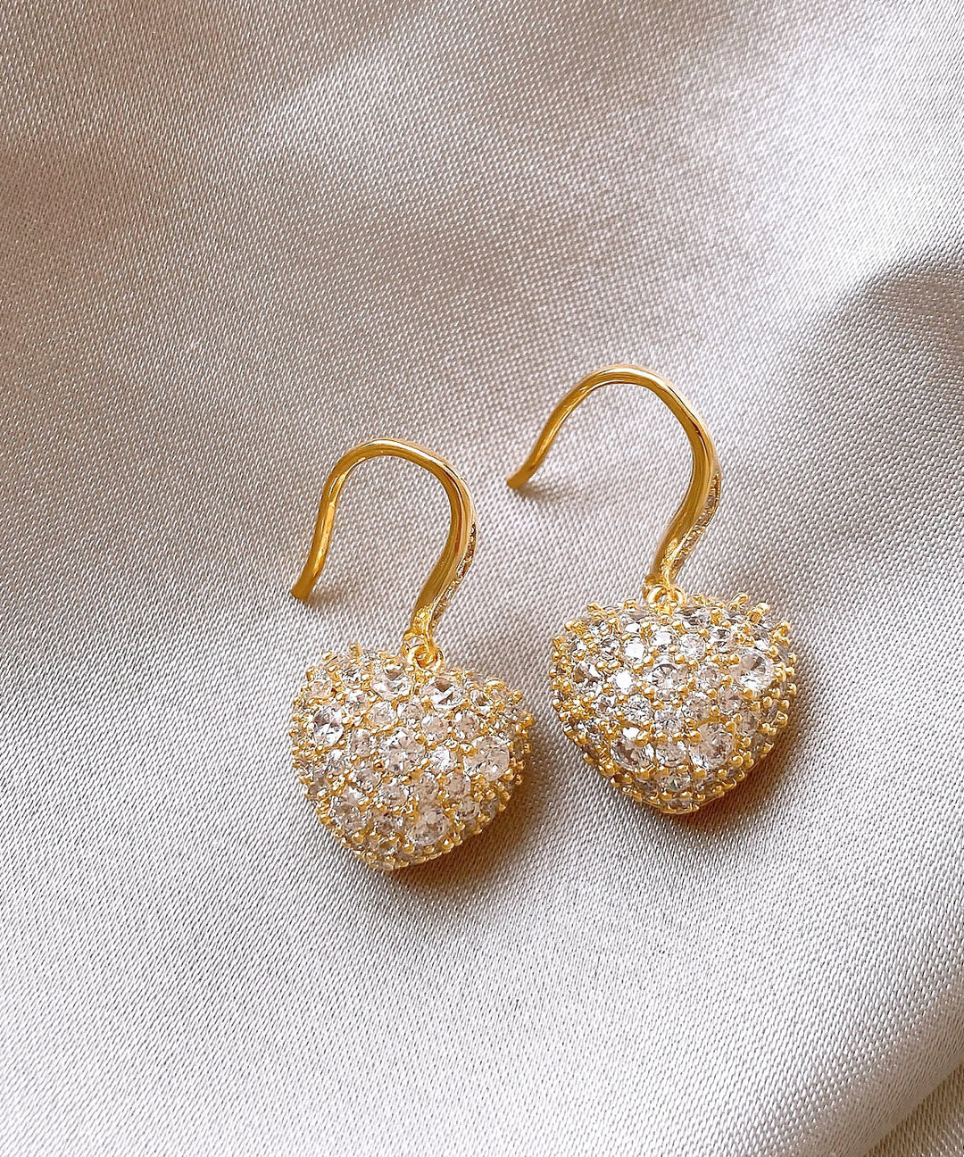 Beautiful Gold Copper Overgild Zircon Love Hoop Earrings