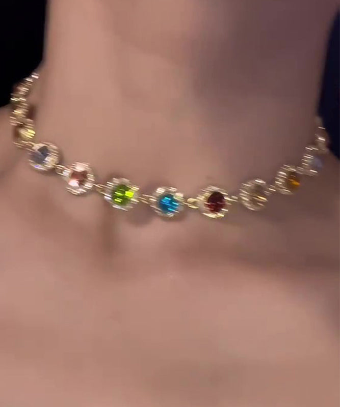 Beautiful Gold Copper Overgirl Zircon Collar Necklace