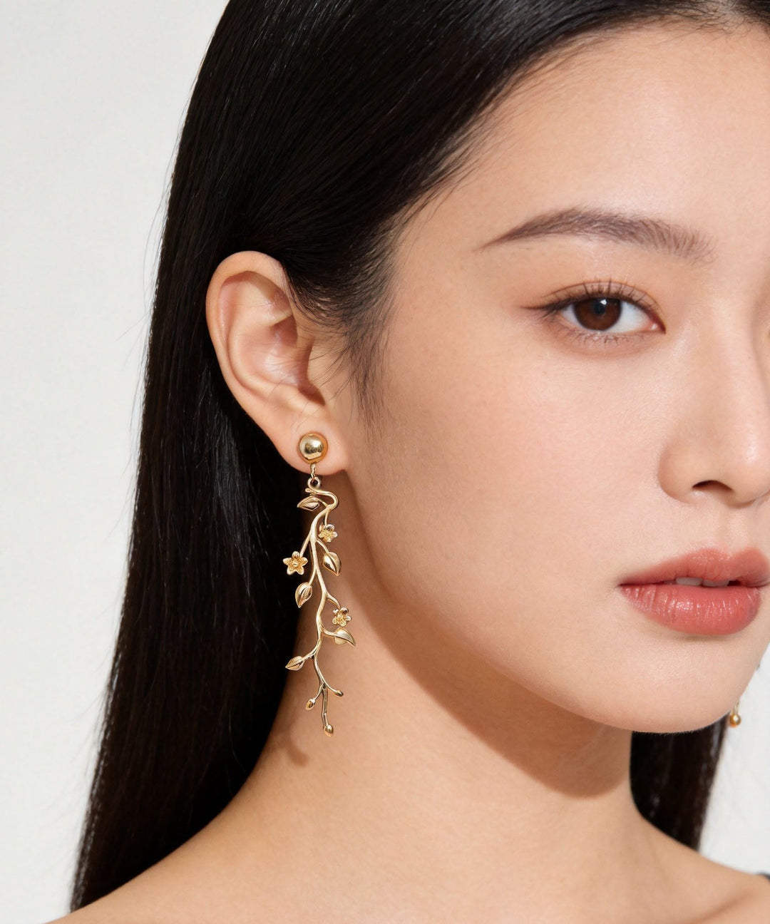 Beautiful Golden Branch Tassel Metal Drop Earrings