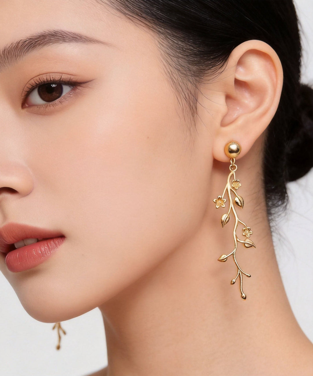 Beautiful Golden Branch Tassel Metal Drop Earrings