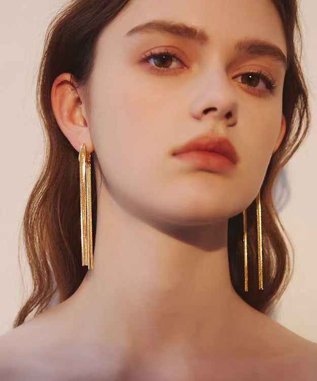 Beautiful Golden Tassel Metal Stud Earrings