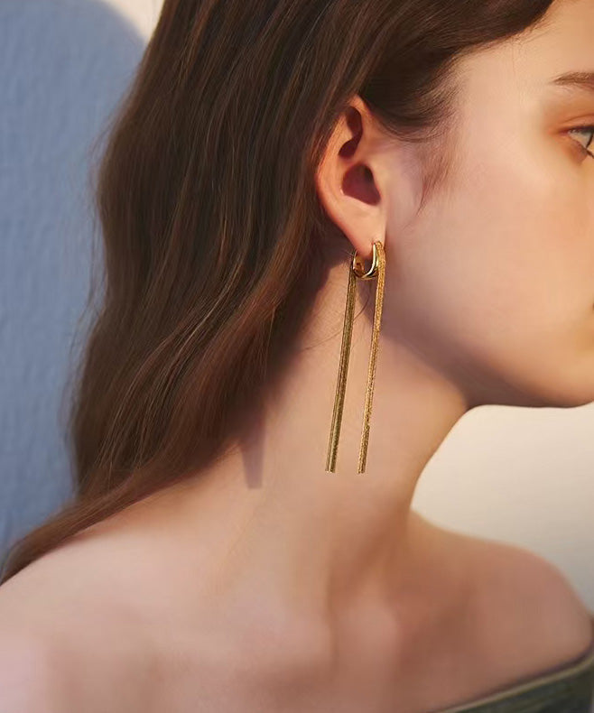 Beautiful Golden Tassel Metal Stud Earrings