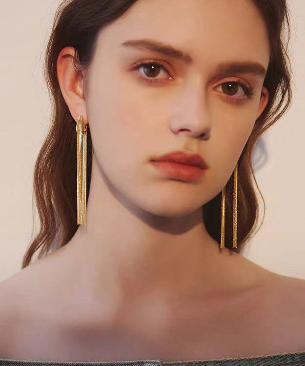 Beautiful Golden Tassel Metal Stud Earrings