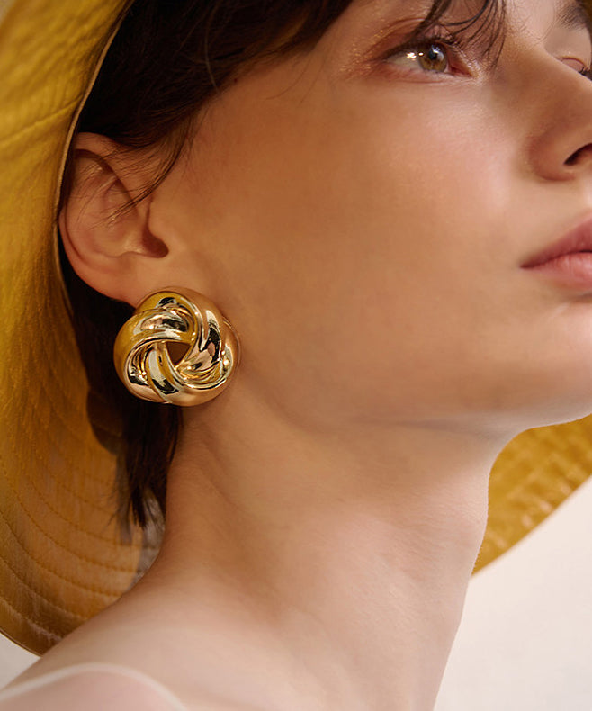 Beautiful Golden Twist Knot Metal Stud Earrings