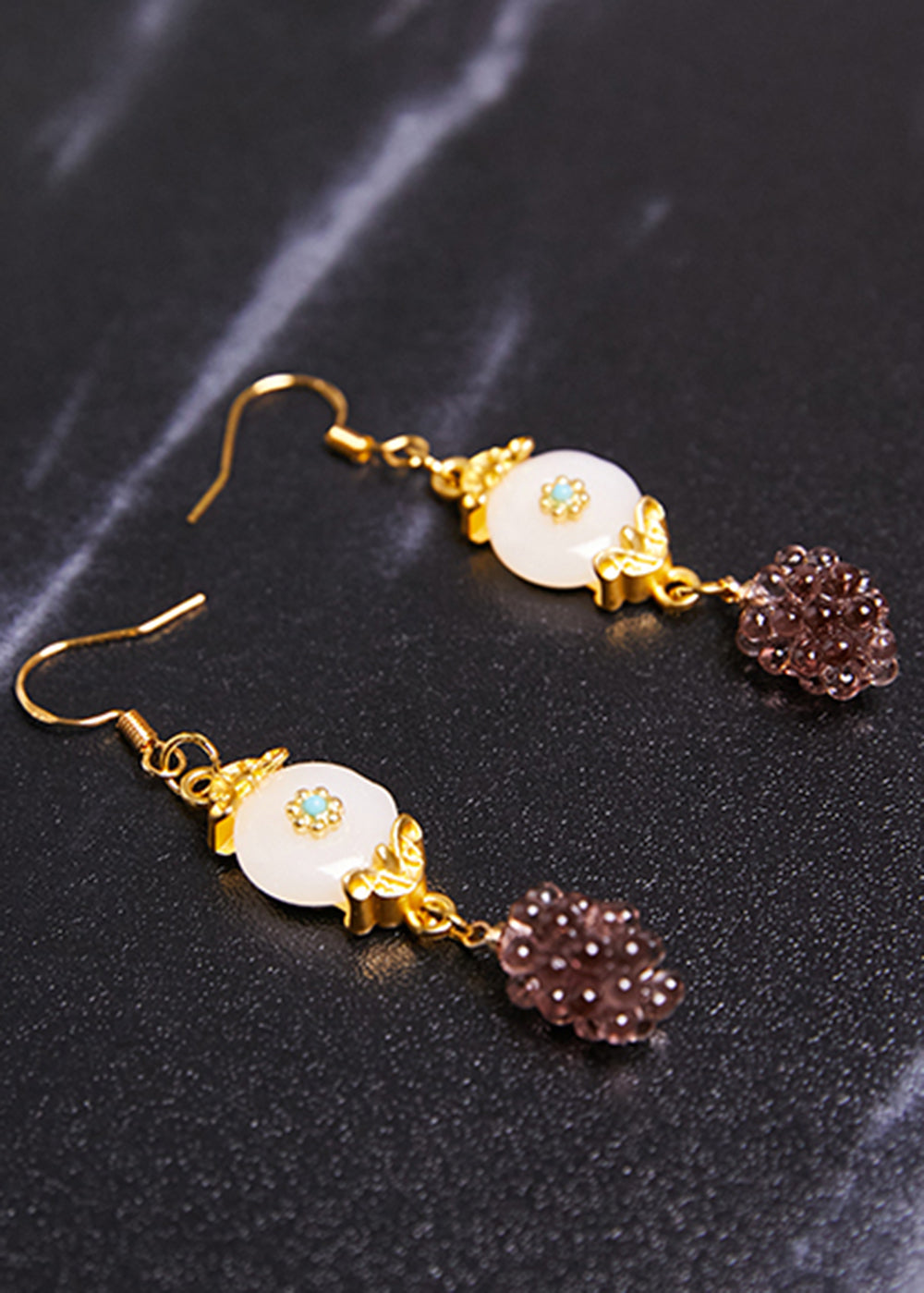 Beautiful Grapes Fine White Jade Drop Earrings - Omychic