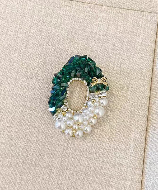 Beautiful Green Copper Zircon Crystal Pearl Brooches - Omychic