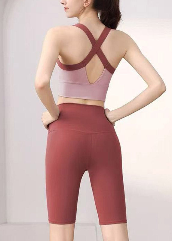 Beautiful Green Patchwork Sports Bra And Leggings Set Suit Running Leggings