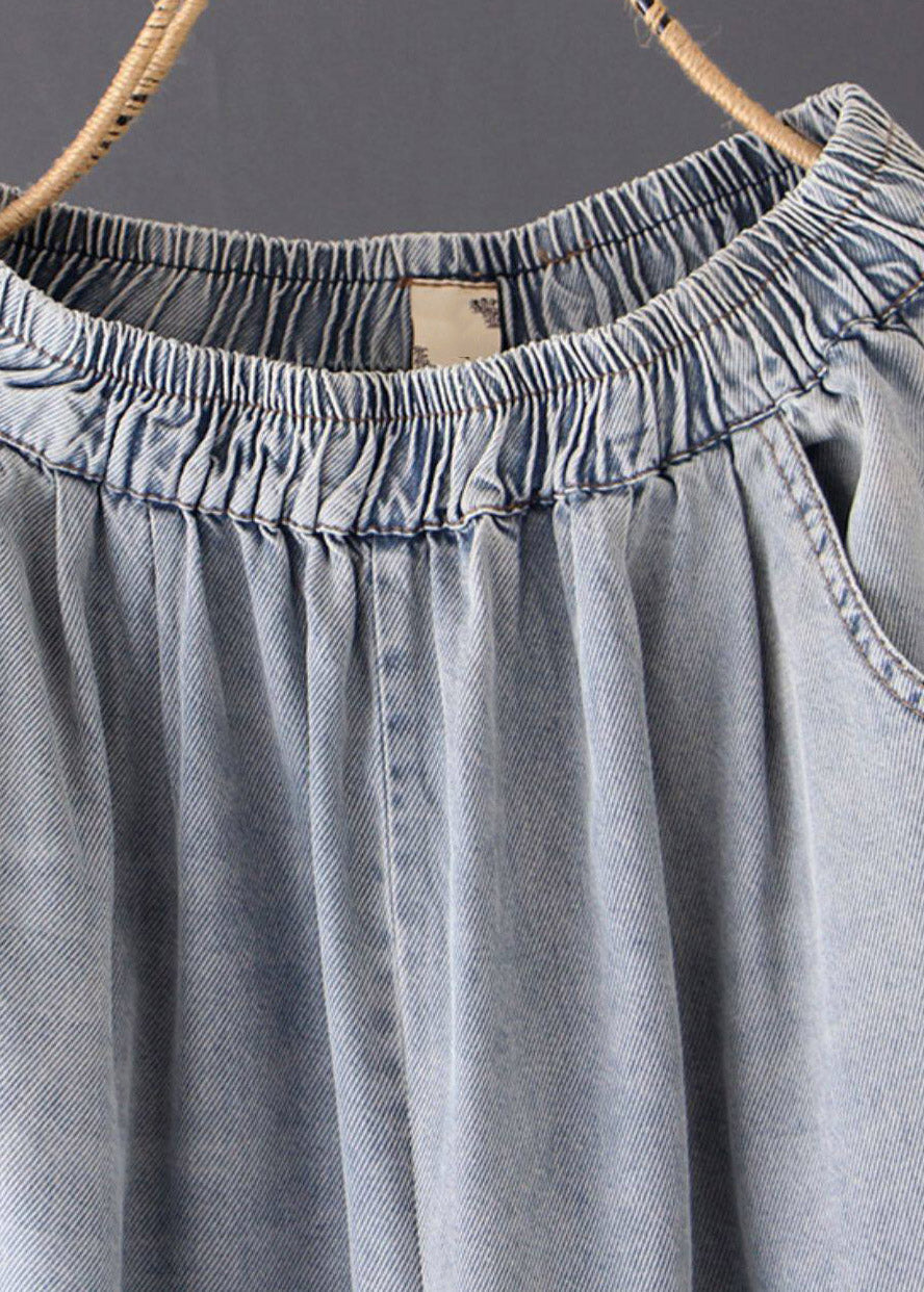 Beautiful Grey Pockets Patchwork Draping Wide Leg Jeans