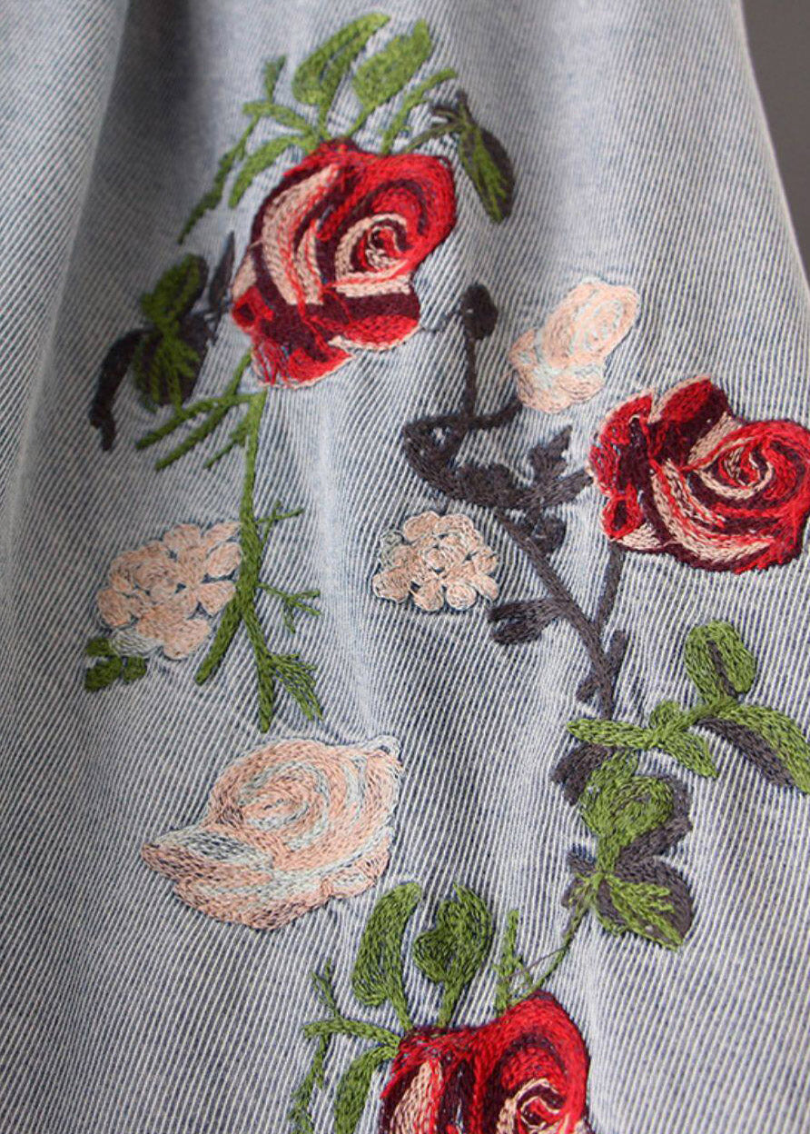 Beautiful Grey Pockets Patchwork Draping Wide Leg Jeans